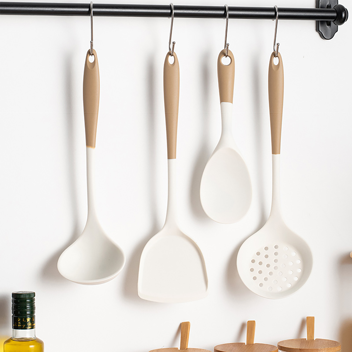 Home Cooking Supplies - 4pcs Silicone Kitchenware Utensils Set Pot