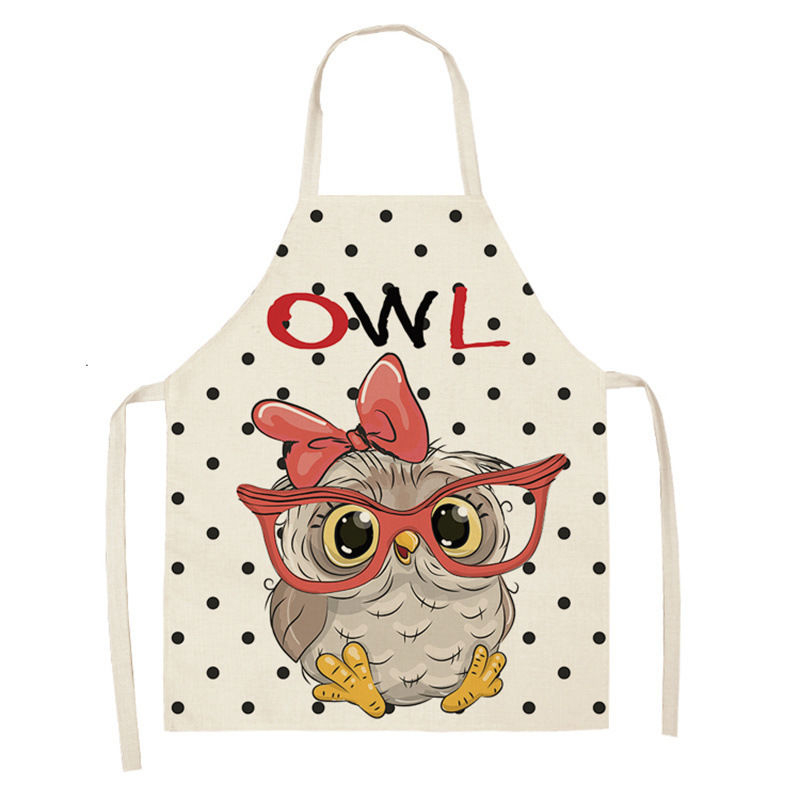 Home Cooking Chef - Owl Sleeveless Chef Apron Linen Floral