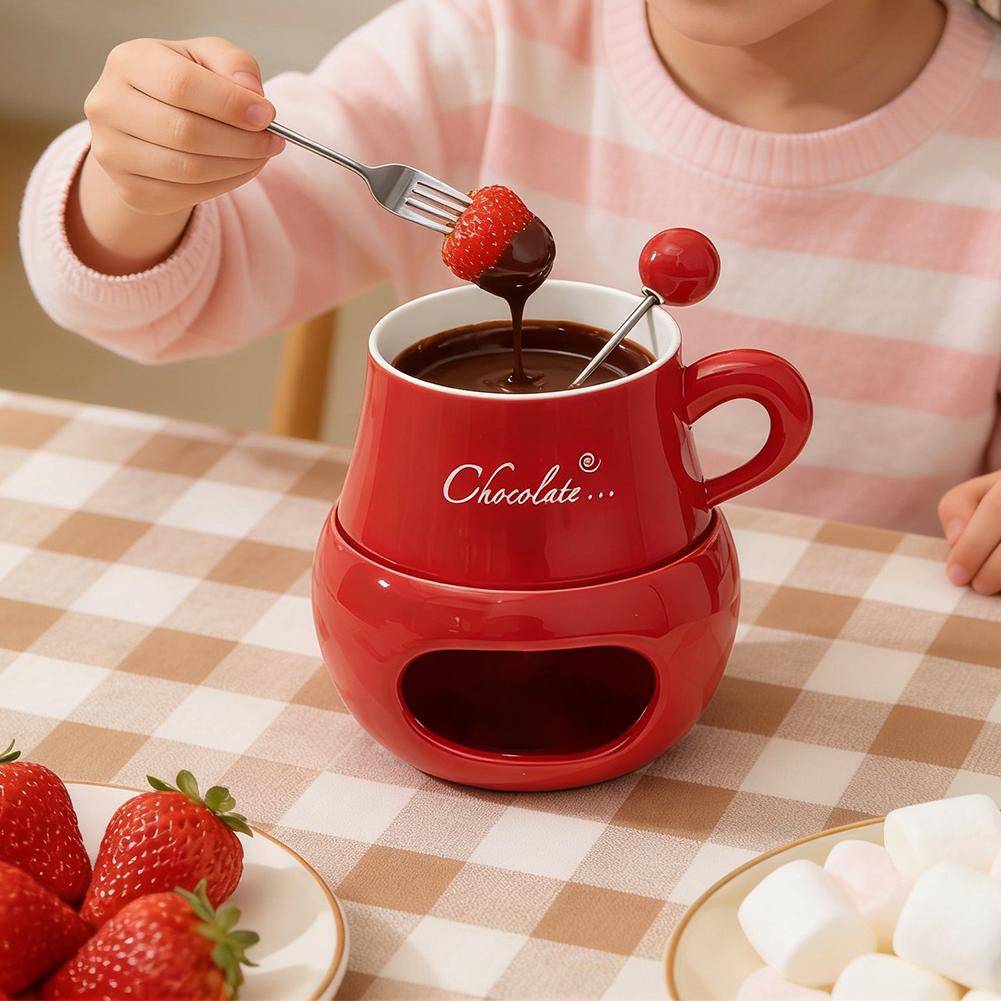 Fondue Pot Ceramic - Chocolate Fondue Cup Ceramic With Forks