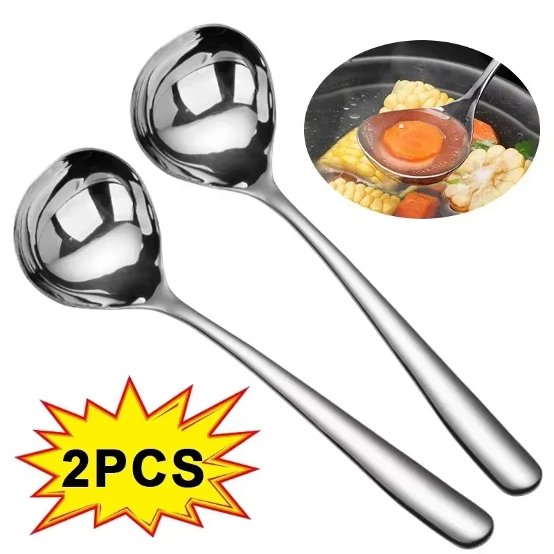 Home Cooking Supplies - 2/1Pcs Stainless Steel Spoon Thicken Long