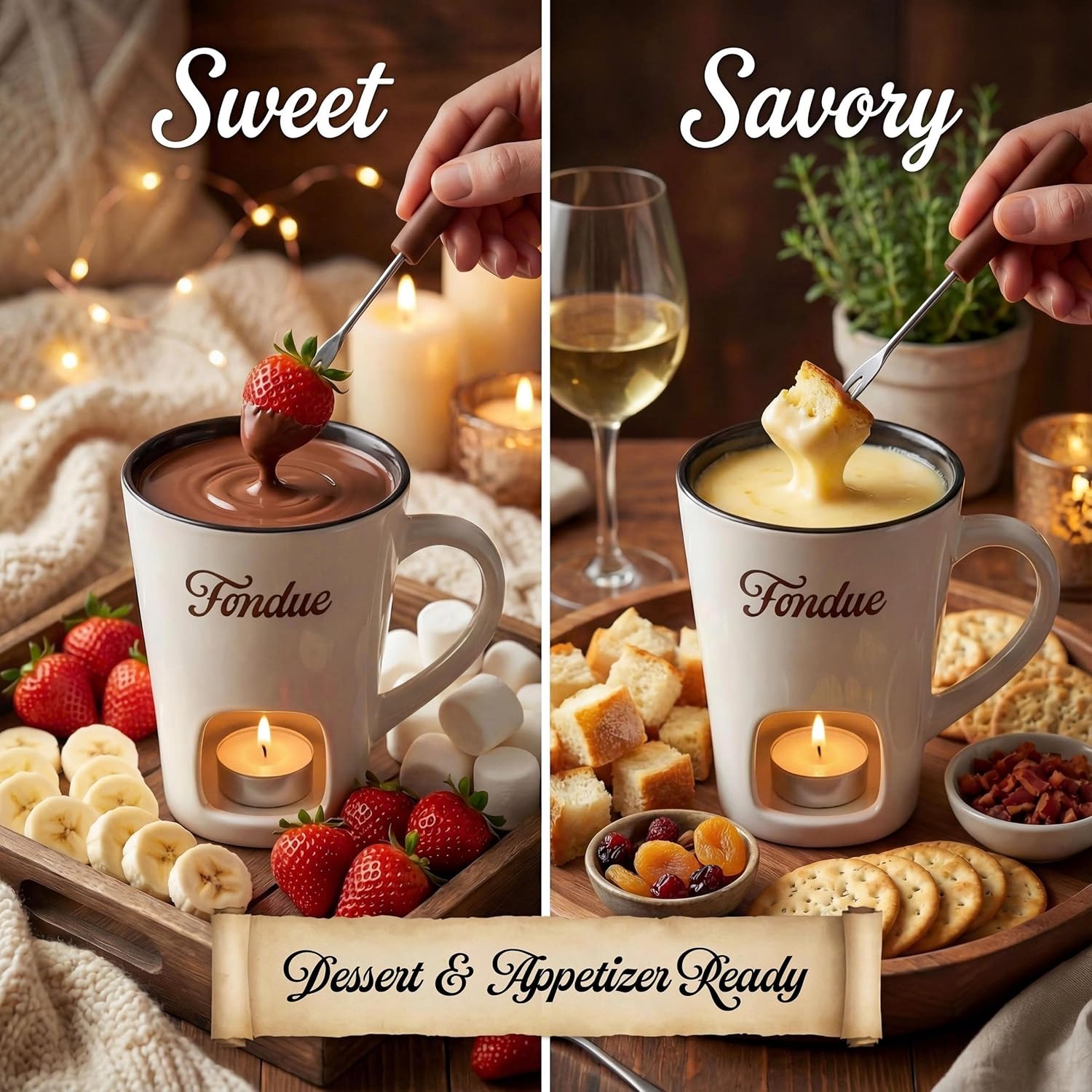 Sweet Ceramic Fondue Cup with  - Fondue Pot Ceramic ulasan dan harga