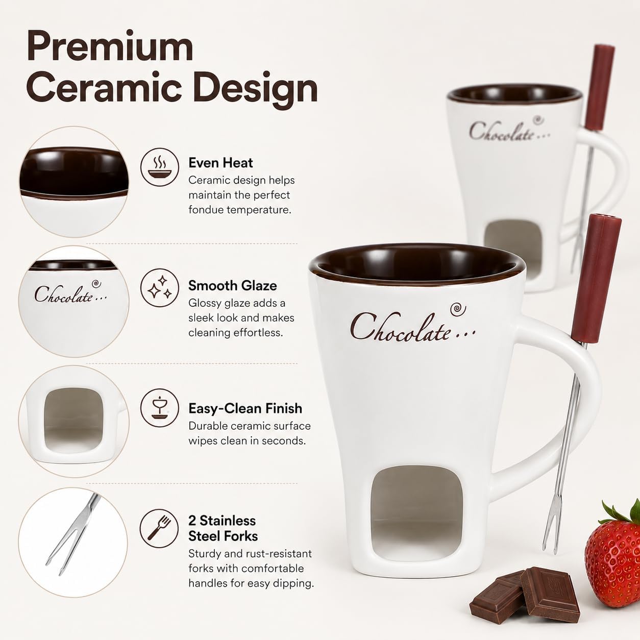 Sweet Ceramic Fondue Cup with  - Fondue Pot Ceramic ulasan dan harga