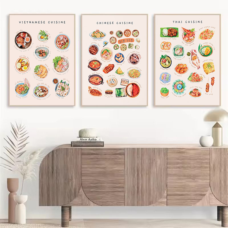 Watercolor Asian Cuisines Clas - Home Cooking Asian ulasan dan harga