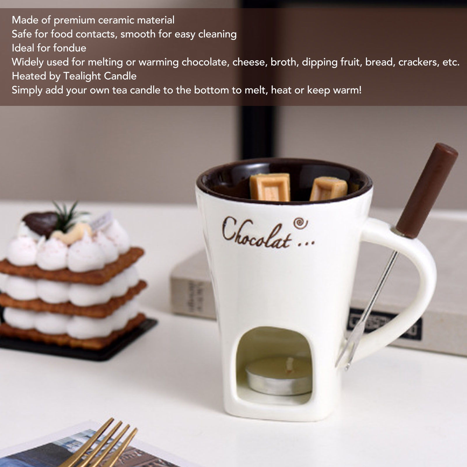Chocolate Melting Fondue Mug C - Fondue Pot Ceramic ulasan dan harga