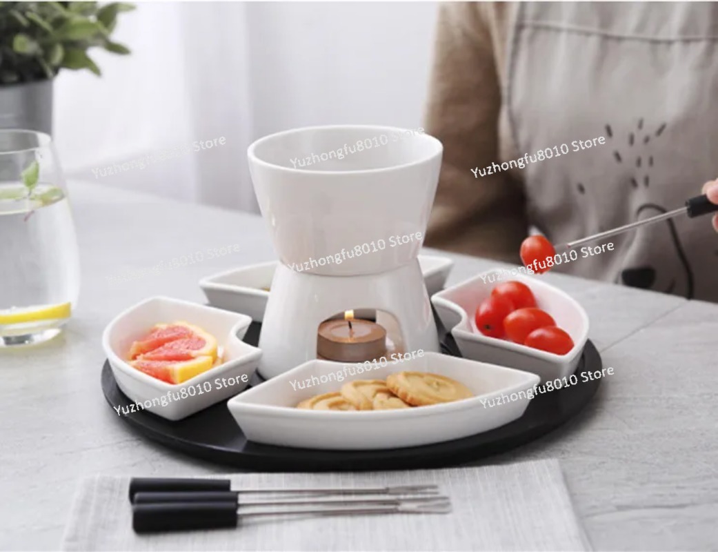 White Glazed Ceramic Chocolate - Fondue Pot Ceramic ulasan dan harga