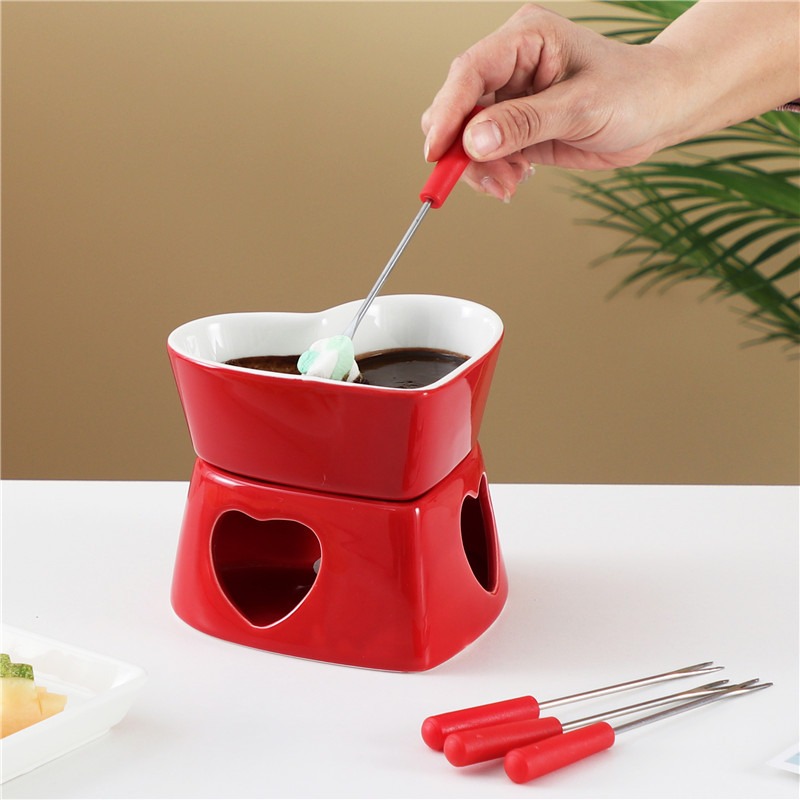 320ml Ceramic Heart-Shaped Fon - Fondue Pot Ceramic ulasan dan harga