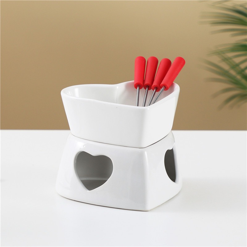 320ml Ceramic Heart-Shaped Fon - Fondue Pot Ceramic ulasan dan harga