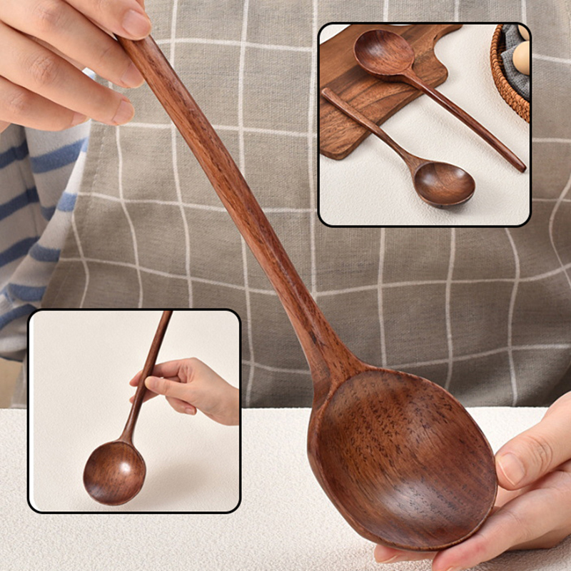 Long Handle Ramen Wooden Spoon - Home Cooking Supplies ulasan dan harga
