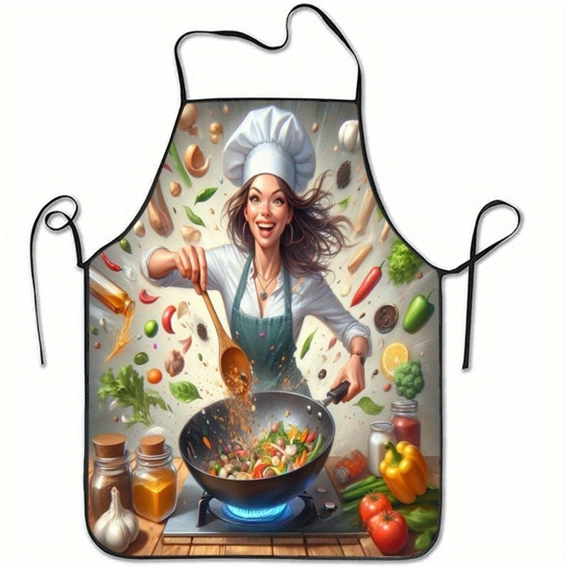 Vegetable Cooking Print Apron, - Home Cooking Chef ulasan dan harga