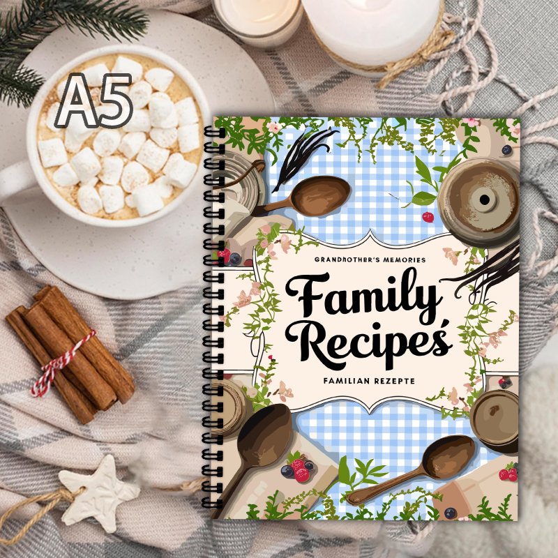 A5 Recipe Book, Blue Grid, Vin - Home Cooking Recipe ulasan dan harga