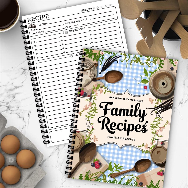 A5 Recipe Book, Blue Grid, Vin - Home Cooking Recipe ulasan dan harga