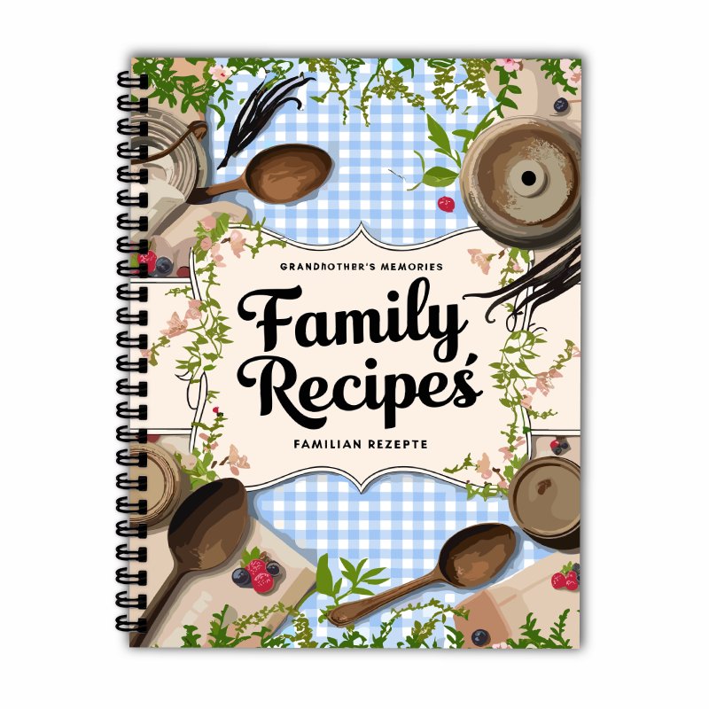 A5 Recipe Book, Blue Grid, Vin - Home Cooking Recipe ulasan dan harga