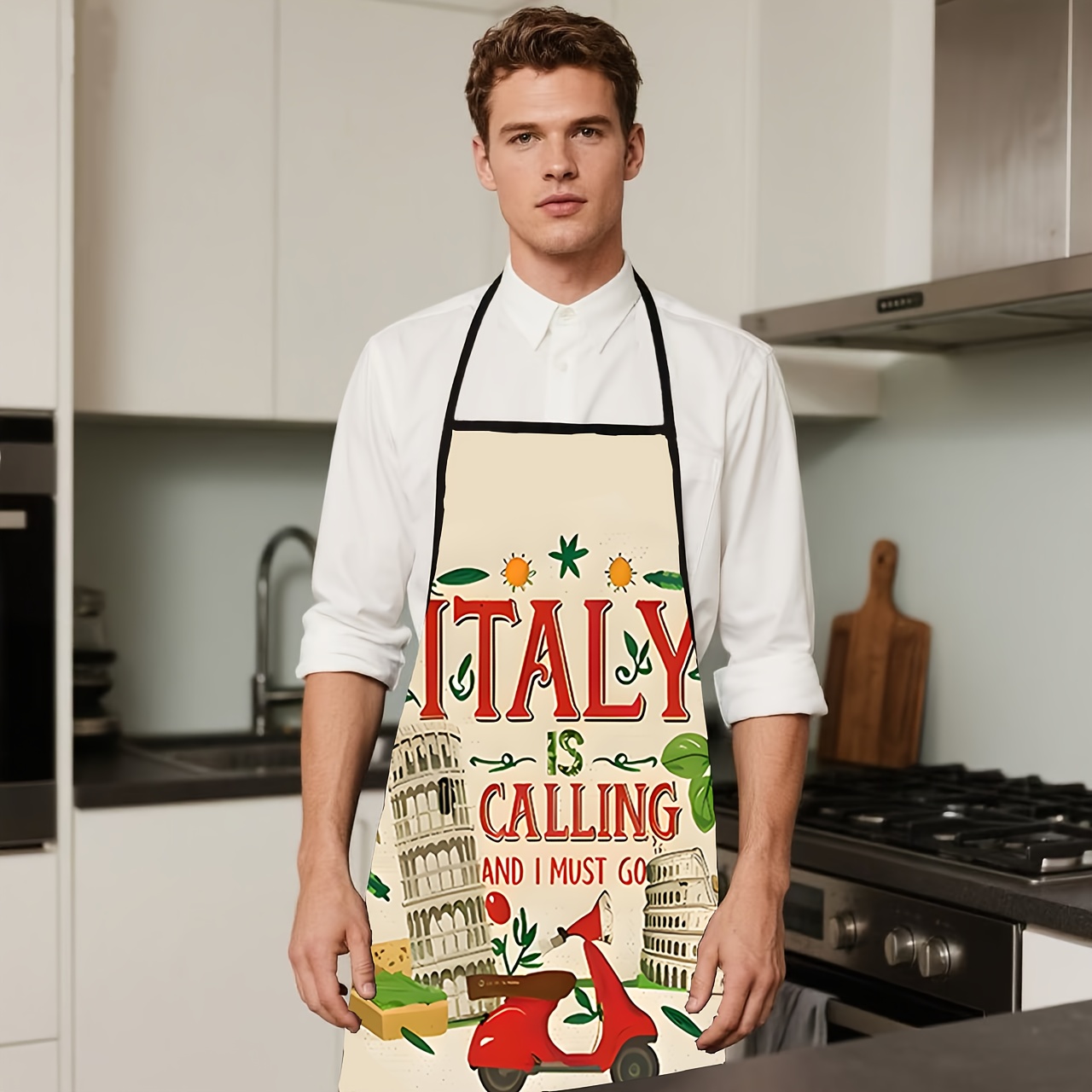 1 Piece Italian-Themed Apron,  - Home Cooking In Italian ulasan dan harga